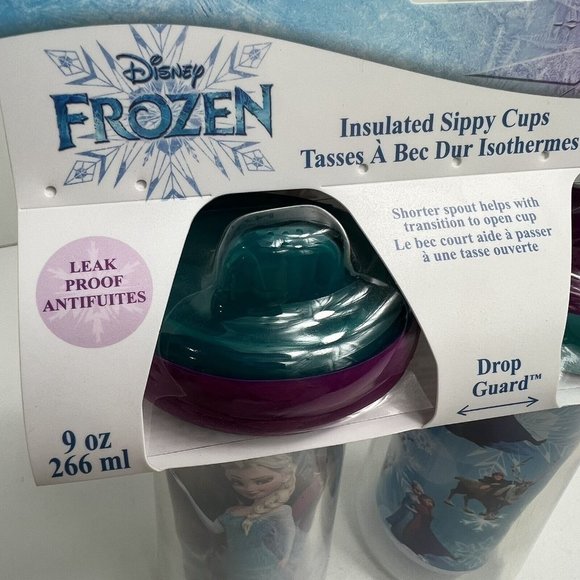 Disney Frozen Insulated Sippy Cups 9oz BPA Free Leak Proof Drop Guard Set Of 2 - Picture 11 of 12